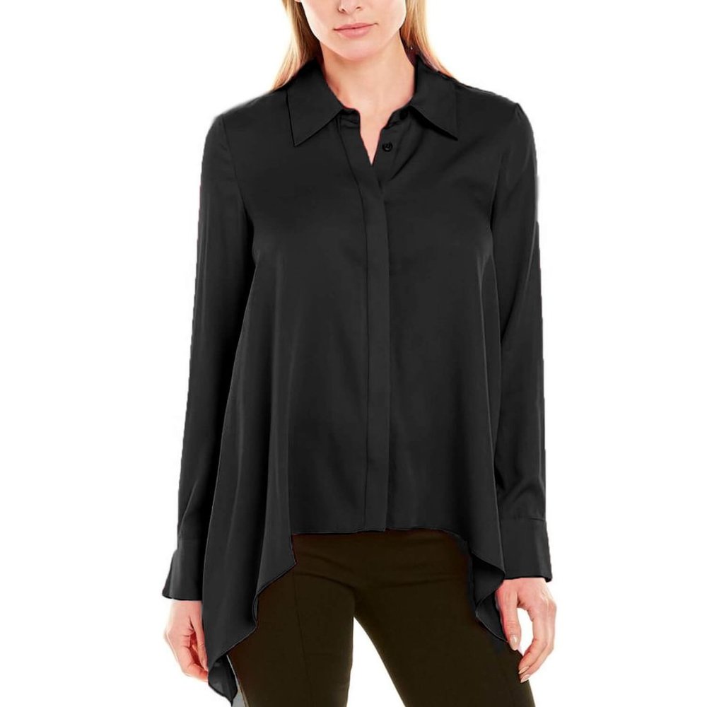 Milly NWT Black Silk Handkerchief Button Down Top Size 2